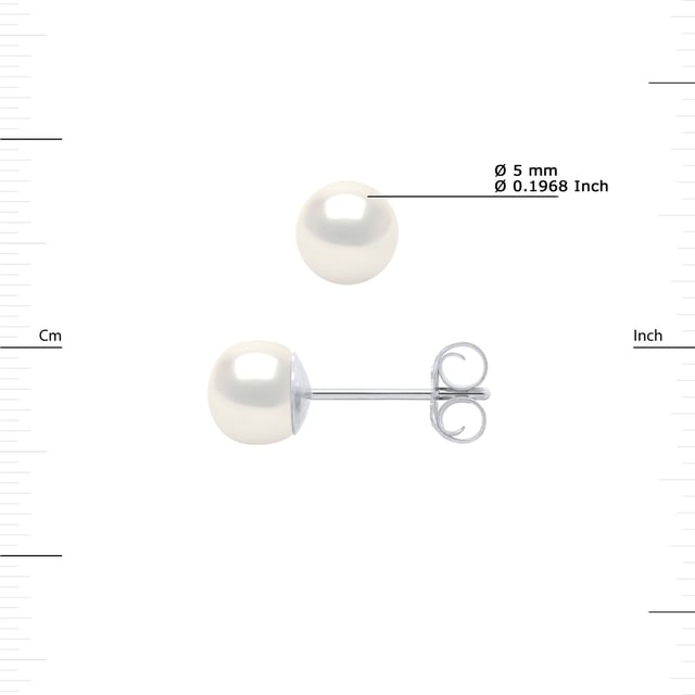 Oorbellen - Stud Oorbellen - True gekweekte parels Zoetwater 56mm Buttons - Kwaliteit AAAA + - Colori NATURAL WHITE - System-allergeen Kinderwagens - White Gold 375 duizendste - 2 jaar garantie op fabricagefouten - Geleverd in hun presentatie geval met een certificaat van authenticiteit en een Internationale Garantie - Al onze juwelen zijn gemaakt in Frankrijk.