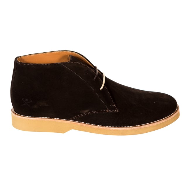 Booted shoe.
 Made of leather with a suede finish.
 Lace closure on the front.
 Leather insole customized by the brand.
 Flap with the brand name.
 Rubber sole.
 Cream stitching.
 Composition: Exterior: Leather; Interior: Leather,
 Care:
- Clean with a cloth dampened with water.