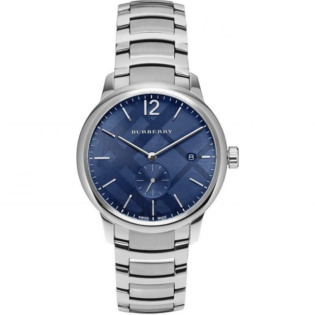 Specification Details Brand Burberry Model BU10007 Barcode Number 4053858559059 Gender Men's Case Diameter 40mm Case Material Stainless Steel Case Colour Blue Dial Colour Silver Band Material Stainless Steel Band Colour Movement Quartz Chronograph No Water Resistance 5 ATM
