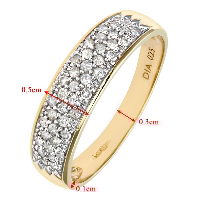 9ct Yellow Gold 0.25ct Diamond Pave Ring