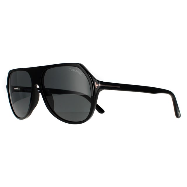 Tom Ford Aviator Mens Shiny Black Smoke FT0934-N Hayes Sunglasses are a contemporary aviator design featuring a flat top and made from lightweight acetate finished with the Tom Ford T logos on the temples.