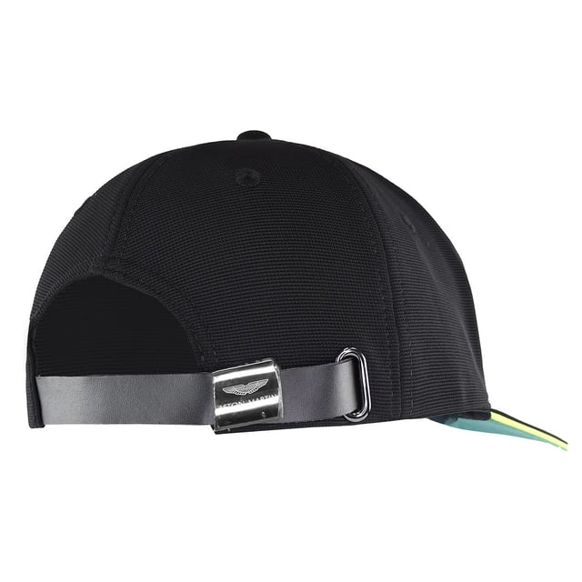 Introducing the Aston Martin Cognizant F1 2021 Official Headwear collection as worn by the team; including drivers Sebastian Vettel and Lance Stroll. Keep your look cool and covered whatever the motive with our AMCF1 Official Lifestyle cap in black, available for both adults and kids. Make a statement in the cap that’s cleverly adorned with discreet yet bold branding as well as a branded storage bag. Our cap adds a sense of sharpness to your outfit. One size fits all.