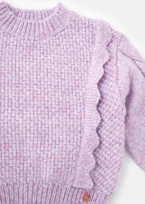 We   this jumper a lot! Super soft fluffy yarn with scrumptious scallop detailing. wear with denim or cargos. You'll be begging for a cold snap. About me: 33% Polyester 37%Polyester 20%ACRYLIC 10%Nylon Angel & Rocket cares: I am made with Recycled Polyester Look After Me: Think Planet. Wash At 30C.