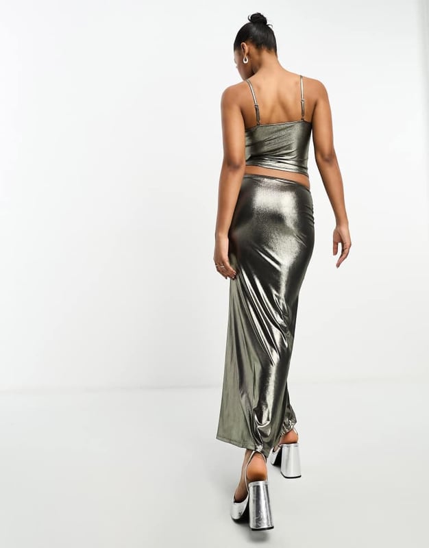 Skirts by Miss Selfridge Part of a co-ord set Top sold separately Metallic finish Mid rise Elasticated waistband Regular fitSold By: Asos