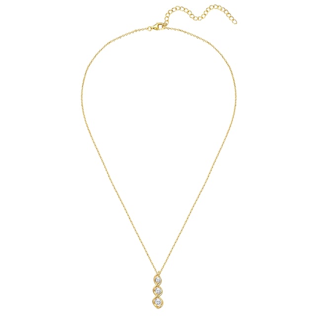 Do you like wearing symbolic jewelry in stylish designs? Then you will love this necklace from the Rafaela Donata label: The spiral stands for energy and change - here implemented in a magical pendant made of 925 sterling silver, refined with timeless yellow gold and decorated with three glittering zirconia crystals. The accessory dangles from a delicate anchor chain and becomes an eye-catcher in the décolleté. The combination talent harmonizes with many looks, from casual to festive. Practical: A lobster clasp and an extension piece ensure a high level of comfort and easy length adjustment.