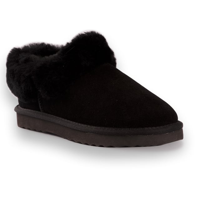 DETAILS    This traditional Ankle slipper for built comfort and support. The added sheepskin collar allows for that extra warmth, still providing a stylish look.  Traditional slipper you will wear all year round Plush premium Australian sheepskin lining Water resisBLACKt Leather Upper  Full Australian sheepskin insole Stylish looking sheepskin collar Light weight EVA, rubber blend outsole - soft and extra cushioning  Sheepskin breathes allowing feet to stay warm in winter and cool in summer 100% brand new and high quality, comes in a branded box, suitable for gift