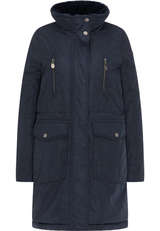 Deze winterjas van DreiMaster Klassik geeft je zeker zin om te dragen op kille dagen! We leggen uit waarom: Ten eerste overtuigt het winterstuk met veel ruimte - dankzij de twee grote klepzakken, die ook nog een binnenzak hebben, twee extra zakken met rits op borsthoogte en een binnenzak. Ten tweede scoort de jas punten aan de binnenkant en op de kraag met knusse, zachte randjes van imitatiebont. Deze verwent u rondom, terwijl de 100% synthetische vulling u toch perfect warm houdt. Het licht glanzende buitenmateriaal is geschikt voor weer en wind. Extra bescherming wordt geboden door de drukknoopsluiting die de 2-weg ritssluiting bedekt.  Jas