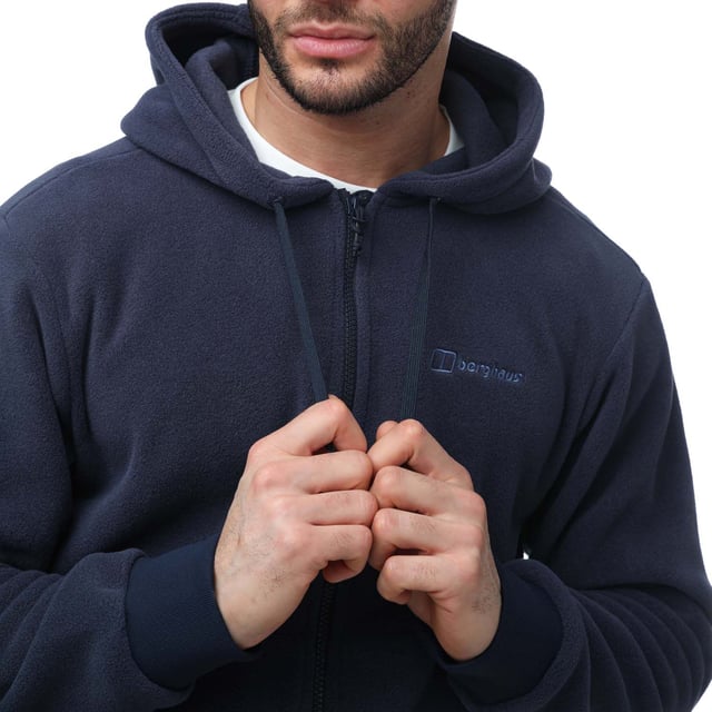 Mens Berghaus Prism Polartec Hoody in navy.- Fleece hood.- Full-zip closure.- Zipped hand pockets.- Ribbed cuffs and hem.- Berghaus branding.- Body: 100% Polyester. Trim: 97% Polyester  3% Elastane.- Ref: 4A001416R14