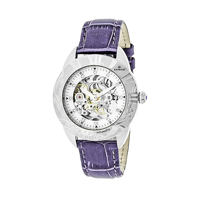Gehäuse aus 316L-Edelstahl in Chirurgenqualität; Automatikwerk mit Juwelenbesatz; Juwelenlager: 19 Jewels; 36 Stunden Gangreserve; Beats per Hour (BPH): 21600/Stunde; Saphirbeschichtetes Mineralglas; Perlmutt-Zifferblatt; Skelettiertes Zifferblatt; 12 Kristallmarkierungen auf dem Zifferblatt; Sichtboden zur Beobachtung des Uhrwerks; Krone mit Juwelenbesatz; Armband mit Krokodilprägung aus echtem Leder; Edelstahlschließe mit Logogravur; Leuchtzeiger; 38 mm Durchmesser; 10 ATM Wasserdichtigkeit;