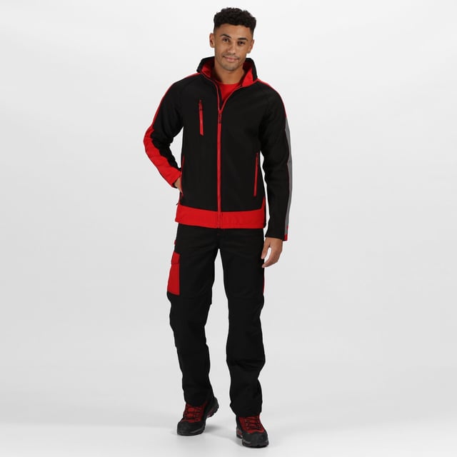 Mens full zip jacket made of warm backed woven Softshell XPT printable fabric. Waterproof and breathable. Ideal for screen, transfer, and vinyl printing. 3 layer membrane fabric. Wind resistant membrane fabric. Durable water repellent finish. 2 zipped lower pockets and 1 zipped chest pocket. Adjustable shockcord hem. Inner zip and chin guard. Ideal for wearing outdoors on a cold day. 100% Polyester.