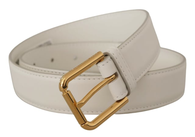 100% Authentic Dolce & Gabbana leather belt
  Crafted from Quality leather
  Gold logo engraved buckle
  Made in Italy
  Width: 3 cm
  Designed for women
  Classic white color with logo details
Material: Leather