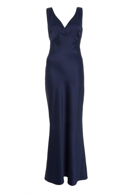Navy Satin Slip Dress main image 0
