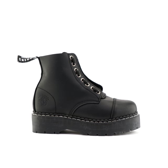 The Cameron from Grinders is a modern twist on the classic derby boot, blending style with exceptional functionality. This updated model features an 8-eyelet lace system combined with a convenient front zip for an easy and secure fit. Designed with Goodyear welted construction, the Cameron ensures durability and resilience. The boot's extra thick soles provide added protection and comfort, while Grinders’ Air Cushioned Soles (ACS) deliver superior support and shock absorption. Crafted from premium leather uppers, the Cameron offers a sleek look and long-lasting wear, making it a versatile and dependable choice for any wardrobe. 8 Eyelet Derby Boots, Goodyear Welted, Extra Thick Soles, Front Zip, Grinders’ Air Cushioned Soles (ACS), Leather Uppers
