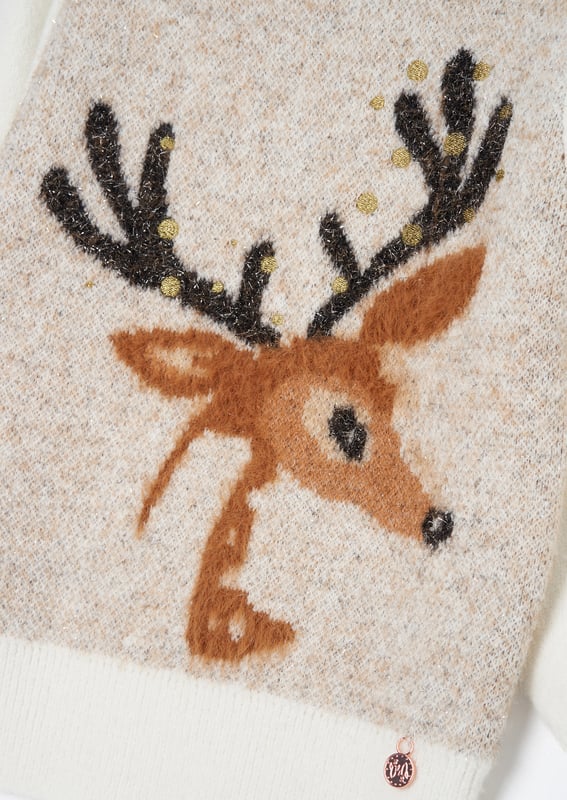 We love this Winter knit deer-ly. Knitted from the softest yarns and scattered with metallic highlights. it features a beautiful deer motif perfect for the festive season. It will certainly make your heart grow fawn-der!.