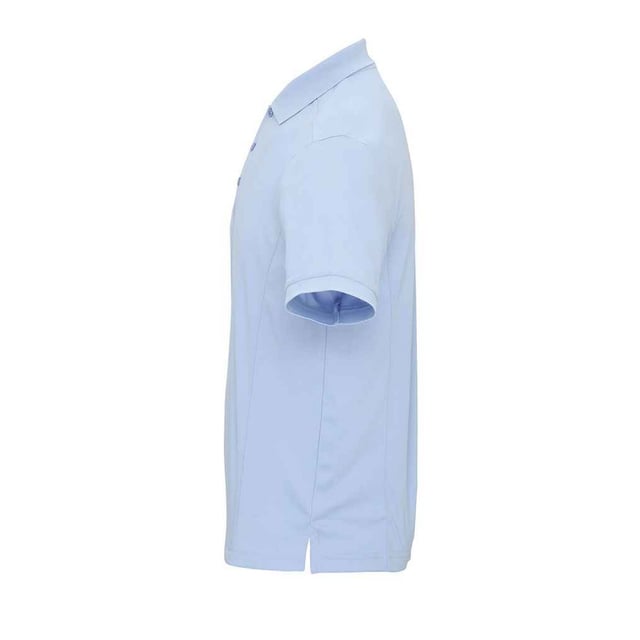 100% Polyester. Fabric: Micro Pique. Design: Plain. Neckline: Knitted, Ribbed Collar, Turn Down Collar. Cuff: Ribbed. Sleeve-Type: Short-Sleeved. Hem: Twin Needle Stitch. Fabric Technology: Coolchecker, Dye-Retention, Moisture Wicking, Quick Dry. 3 Button Placket, Easy-Care, Long Length, Panel Detail, Self-Coloured Buttons, Side Vents. 155gsm. Sustainability: REACH, Sedex, WRAP Certified.