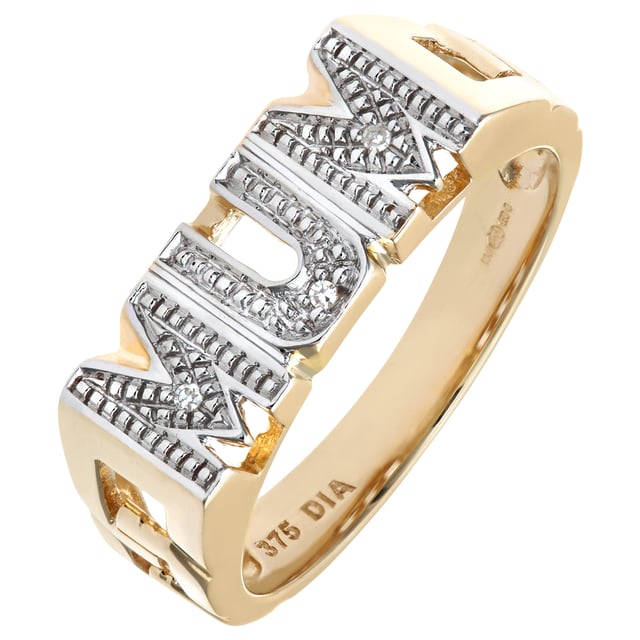 9ct Yellow Gold Diamond Mum Ring
