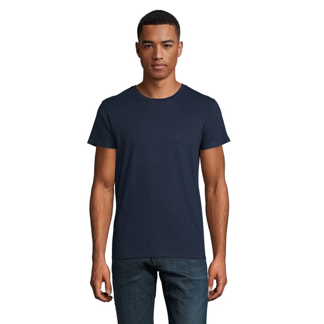 100% Semi-Combed Cotton. Fabric: Soft Touch. 150gsm. Design: Plain. Fit: Fitted. Neckline: Round Neck. Sleeve-Type: Short-Sleeved. Ribbed Collar, Taped Neck, Twin Needle Stitch, Unbranded Size Label. Conforms to Safety Standard: OCS100 Certified, Oeko-Tex Standard 100 Certified.
