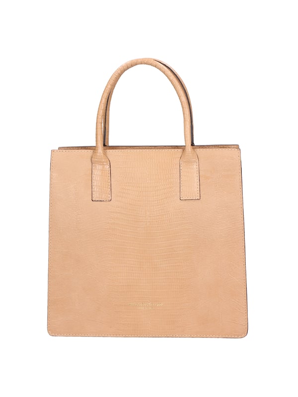 Bolso shopping rígido para mujer, en piel auténtica estampada con efecto lagarto. Equipado con bandolera ajustable y extraíble. Producto artesanal italiano. Hecho en Italia
