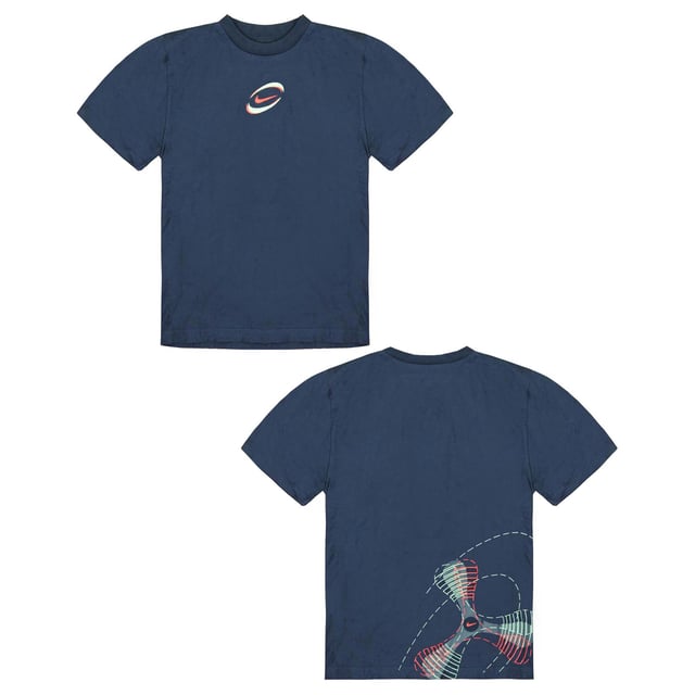 Nike Logo Crew Neck Short Sleeve Cotton Top Navy Boys Casual T-Shirt 463350 451