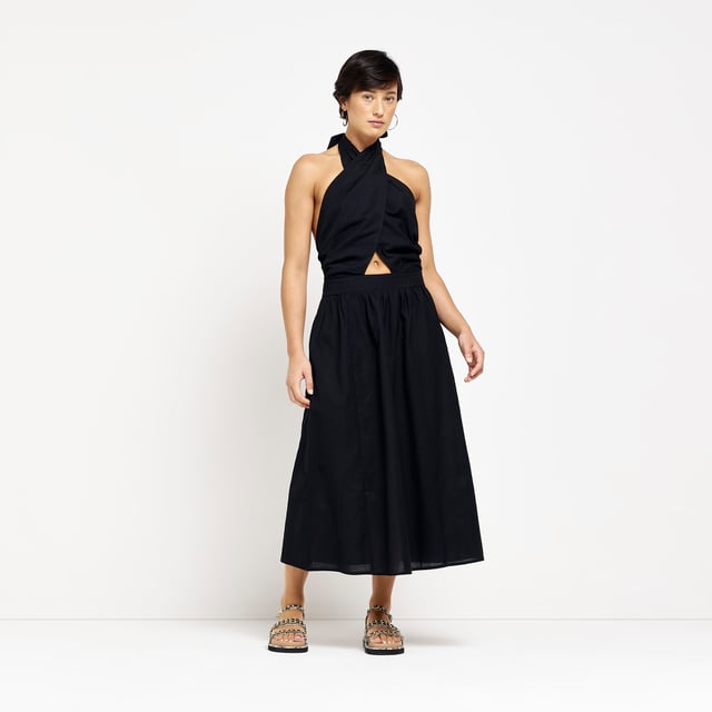 River island best sale black linen dress