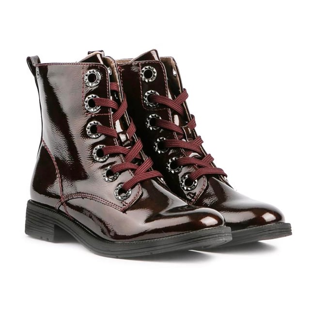 Burgundy store shiny boots