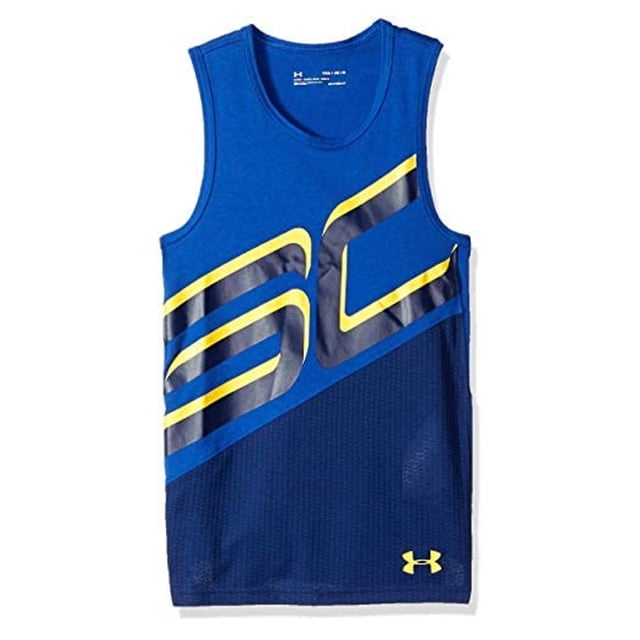 Under Armour Stephen Curry Round Neck Sleeveless Navy Blue Kids Vest 1306222 400 Under Armour Stephen Curry Round Neck Sleeveless Navy Blue Kids Vest 1306222 400