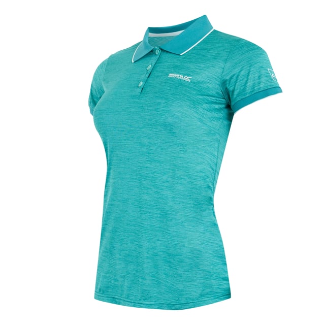 100% Polyester. Fabric: Jersey, Soft Touch. Design: Logo, Marl. Fastening: Button. Neckline: Collared, Ribbed. Cuff: Ribbed. Sleeve-Type: Short-Sleeved. Moisture Wicking, Quick Dry, Soft Touch. Length: Regular. Fit: Regular. 133gsm. 8 UK: 32 in. 10 UK: 34 in. 12 UK: 36 in. 14 UK: 38 in. 20 UK: 45 in. 22 UK: 48 in. 24 UK: 50 in. 26 UK: 52 in. 18 UK: 43 in. 16 UK: 40 in.