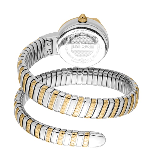 Maak de wijzerplaat schoon met een katoenen doek  
Twee tinten Zilver & Goud  
2 jaar garantie tegen fabricagefouten  
Bandbreedte: 10 mm  
Wijzerplaat hoogte: 32 mm  
Multi  
Verpakking bevat: 1 horloge  
Wijzerplaat breedte: 22 mm  
JC1L301M0065
