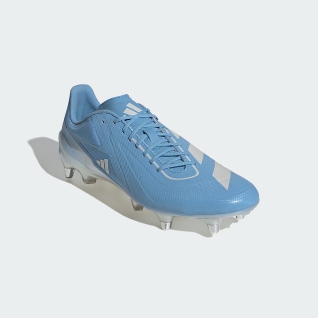 Rapid in every direction. As the game gets faster, players need to respond in a heartbeat. Built for soft ground, these adidas RS15 Ultimate rugby boots keep things lightweight with a synthetic forefoot. Rigid stability wings, ripstop fabric in the rearfoot and foam Sensepods in the heel ensure you stay strapped in for sprints. On top, asymmetrical lacing and 3D-printed elements help produce accurate kicks. Underneath, a Speedframe outsole adds biting traction.Made with a series of recycled materials, this upper features at least 50% recycled content. This product represents just one of adidas' solutions to help end plastic waste.  - Regular fit - Lace closure - Soft synthetic upper - Cushioned heel pods - Moulded stability wings - Speedframe outsole - Upper contains a minimum of 50% recycled content  Shipped by adidas