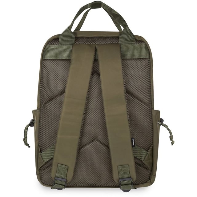This Spiral Cali Backpack Is A Sleek And Contemporary Addition To Your Day Out. Crafted From Khaki Green Nylon With White Signature Branding And Intricate Details For A Stylish Look, This Hardwearing And Practical Backpack Is A Perfect Companion For Both Men And Women.