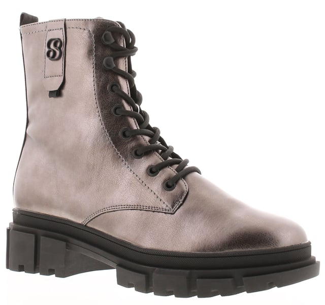 Silver combat boots womens deals