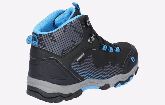 Children's hiking boot ideal for trail and hill walking. Designed with a waterproof membrane with lightweight and breathable, water-resistant Softshell(TM) upper.
- Front and rear pull loops allow for easy fitting and speed hooks for an easy-off.- Children's hiking boot ideal for trail and hill walking- Lightweight and breathable water-resistant Softshell(TM) upper- Internal waterproofing membrane- Moisture wicking textile mesh lining- Gusseted flexible tongue with alignment loops- Front and rear pull loops for correct fitting- Full lace front with cord lacing- Easy-off speed lacing hooks- Removable lightly cushioned EVA foam foot bed- Lightweight and flexible TR sole unit