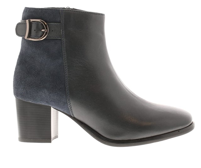 Ladies navy leather ankle boots sales
