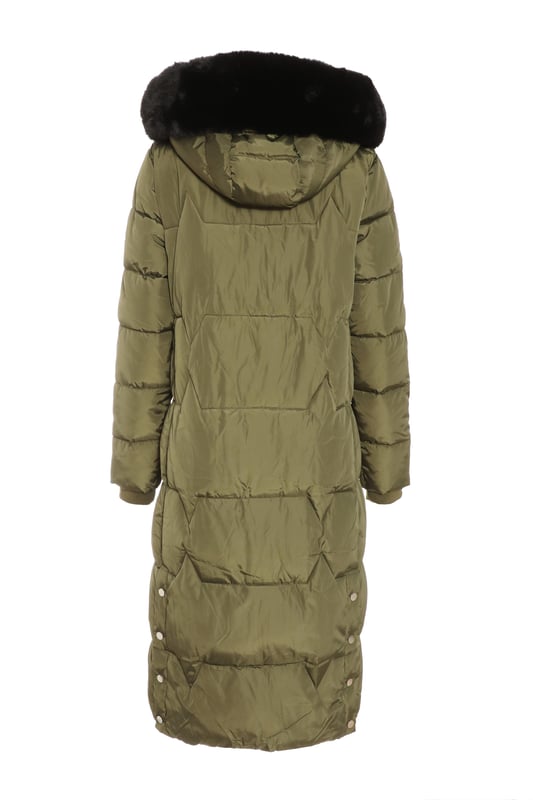 Khaki Padded Long Line Jacket