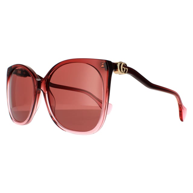 Gucci Rectangle Womens Burgundy Red Sunglasses display picture 1