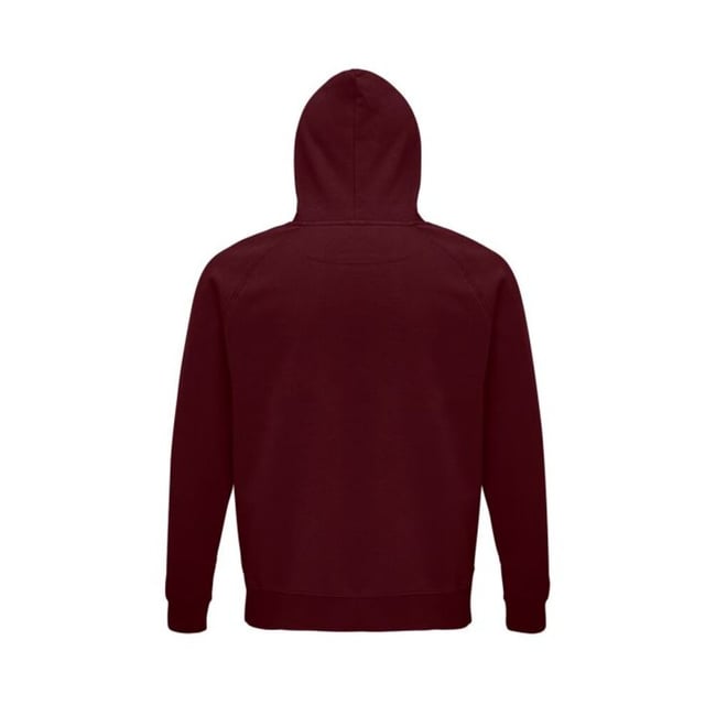 Material: 80% Bio-Baumwolle, 20% recyceltes Polyester. Stoff: Gebürstetes Rückenfleece. 280gsm. Design: Einfarbig. Eigenschaften der Kapuze: Kordelzug, gefüttert. Saum: Elastisch. Halbmondförmige Rückenpasse, Metallösen, Größenetikett ohne Markennamen. Stoff-Technologie: OCS-Zertifizierung. Manschette: Gummizug. Ausschnitt: Kapuze, verschweißt. Ärmel-Typ: Langärmelig, Raglan. Taschen: Beuteltasche. Verschluss: Überziehen.