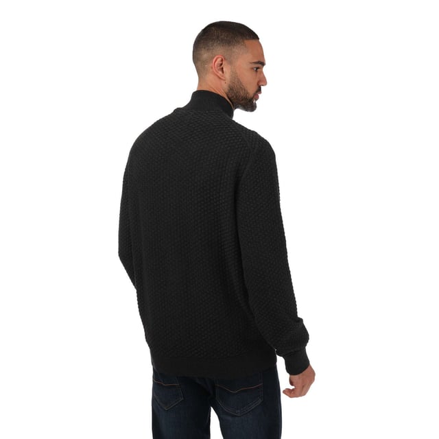 Mens Gant Cotton Zipped Cardigan in charcoal.- Funnel neck.- Full zip fastening.- Rib texture.- GANT logo embroidered at the chest.- Relaxed fit.- 100% Cotton. - Ref: 803017397
