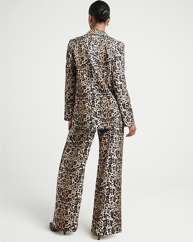 Leopard print, Wide leg, Side slip pockets, Concealed fastening