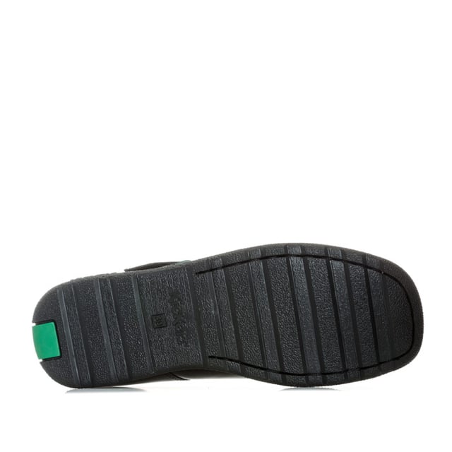 Junior Girls Kickers Fragma T-Bar Patent Shoes in Black<BR><BR>- T-bar construction<BR>- Hook and loop strap fastening<BR>- Classic triple stitch detail<BR>- Iconic red and green logo tabs<BR>- Shiny leather patent upper<BR>- Branding embossed to side<BR>- Leather Upper  textile and Synthetic Lining  Synthetic Sole<BR>- Ref: 115177