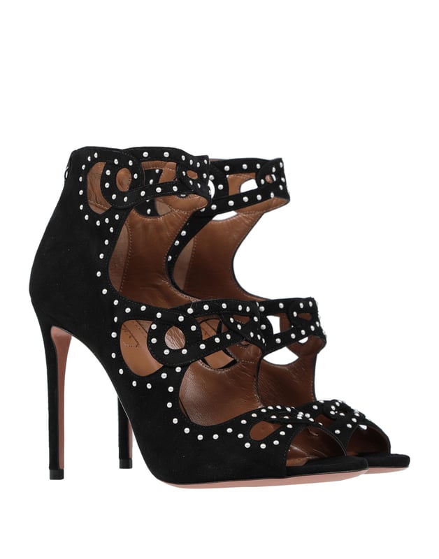 leather, suede effect, beads, solid colour, zip, round toeline, spike heel, leather lining, leather sole, contains non-textile parts of animal origin