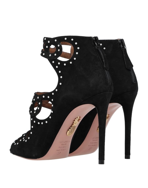 leather, suede effect, beads, solid colour, zip, round toeline, spike heel, leather lining, leather sole, contains non-textile parts of animal origin