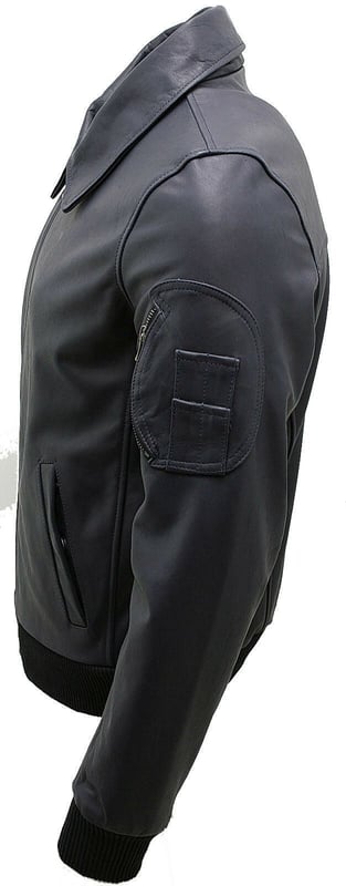 Invest in this timeless leather jacket, crafted from real cow hide leather. This bomber jacket features a classic shirt collar and is short in length and features 3 external zipped pockets for added practicality. To help provide a more customized fit the jacket features a ribbed hem and cuffs. Lend a sleek touch to your wardrobe with this simple yet smart and durable leather jacket