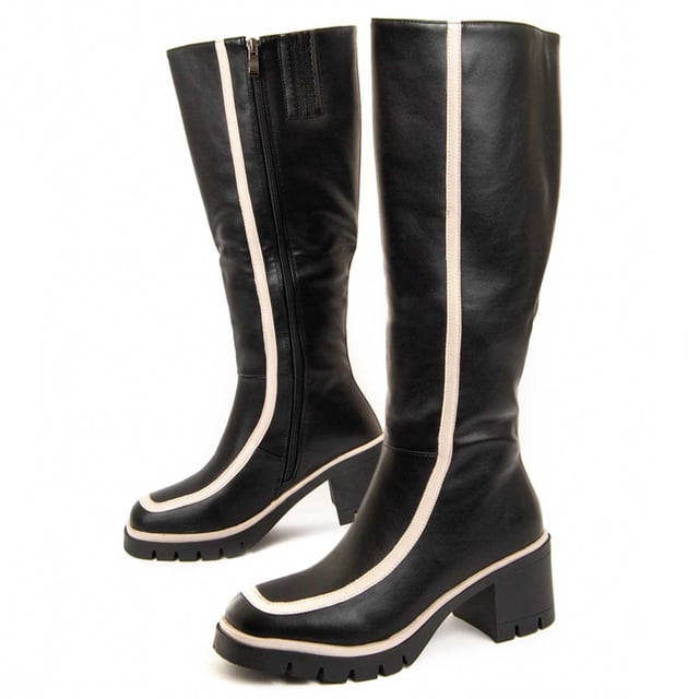 Bota de tacón para mujer. Calce cómodo. Plantilla acolchada de piel natural. Fabricado por otras marcas para nuestra marca. Medidas aproximadas: 6 cm de tacón, 38 cm alto de caña y 12 cm de ancho de caña.