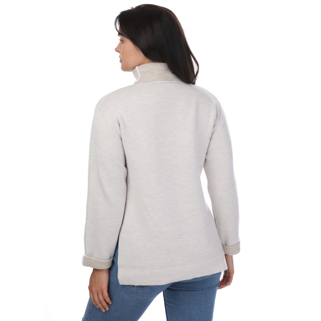 Womens Ted Baker Lidyaa Relaxed Fit Funnel Neck Jumper in natural.- Dial up the cosiness with the LIDYAAA jumper. A luxurious wool blend wraps you in warmth  and the diagonal knit pattern adds a dash of playfulness to the look.- Funnel neck.- Long sleeves.- Diagonal knit.- Split side.- Relaxed fit.- 38% recycled polyamide  33% viscose  29% wool.- Ref: 272809NATURAL