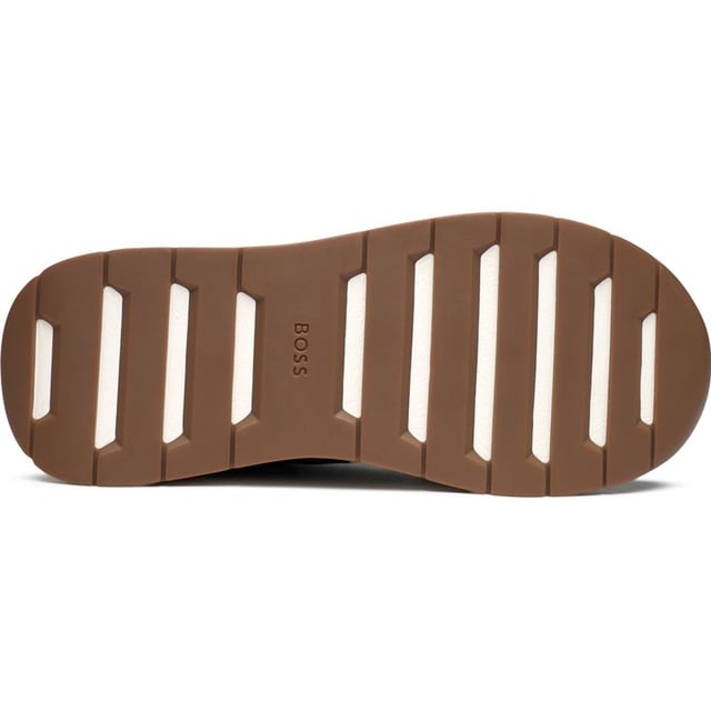A Classic Running Shoe With An Urban Edge, The Boss Titanium Runn Trainer Is Crafted From Quality Materials And Made To Stand Out, Featuring A Sleek, Black Upper, A Golden Embossed Logo, Cushioned Footbed And A White Running-style Outsole And Heel Pad. These Designer Trainers Will Be Sure To Keep You Ahead Of The Race.