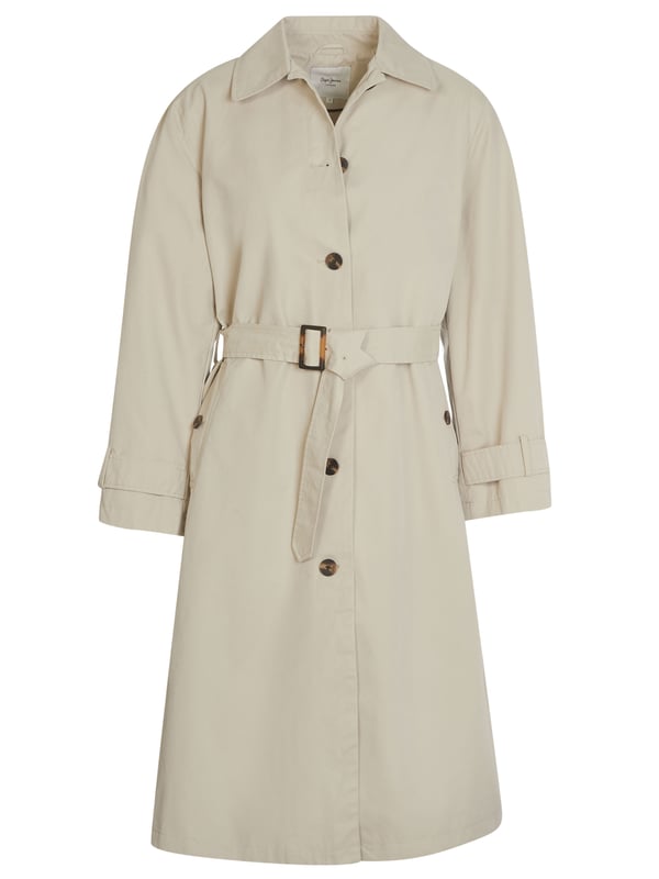 45% Polyester, 39% Baumwolle, 8% Nylon, 8% Polyurethan; Pepe Jeans Mantel; Modell: PL401762 910GRAYED; Hochwertige Verarbeitung; Klassischer Kragen; Knopfleiste; Zwei Taschen auf der Vorderseite; Abnehmbarer Gürtel; Pepe Jeans Logo Details