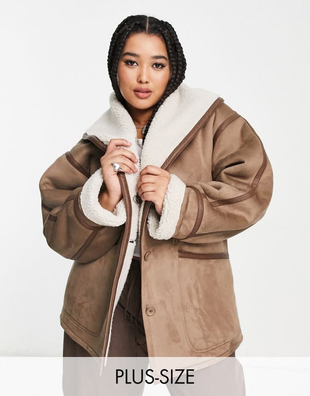 Armani exchange faux outlet shearling worker jacket