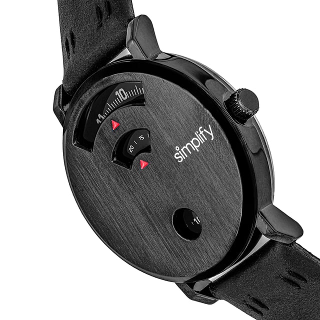 Polished Alloy Case; Quartz Movement; Non-Glare Scratch-Resistant Mineral Crystal; Upper Display is Hour; Middle Display is Seconds; Lower Display is Minutes; Logo-Engraved Stainless Steel Caseback; Genuine Leather Strap; Logo-Engraved Stainless Steel Clasp; 40mm Case Diameter; 3ATM Water Resistance;