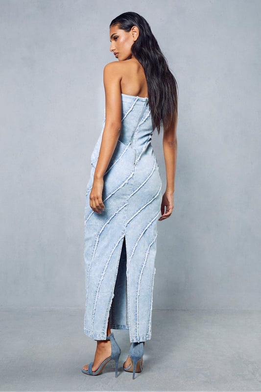 Denim Seam Detail Maxi Column Dress