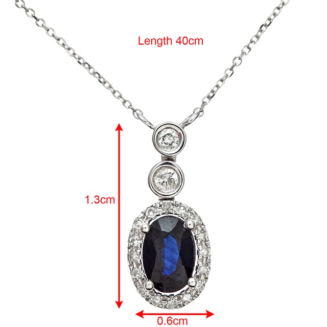 Oro blanco de 9 quilates (375): 1,8 g; # Diamante: 0,09 ct; # Zafiro: 0,55 ct